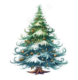 白雪覆盖的松树插画免抠