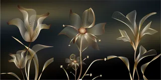 抽象三联花卉装饰画