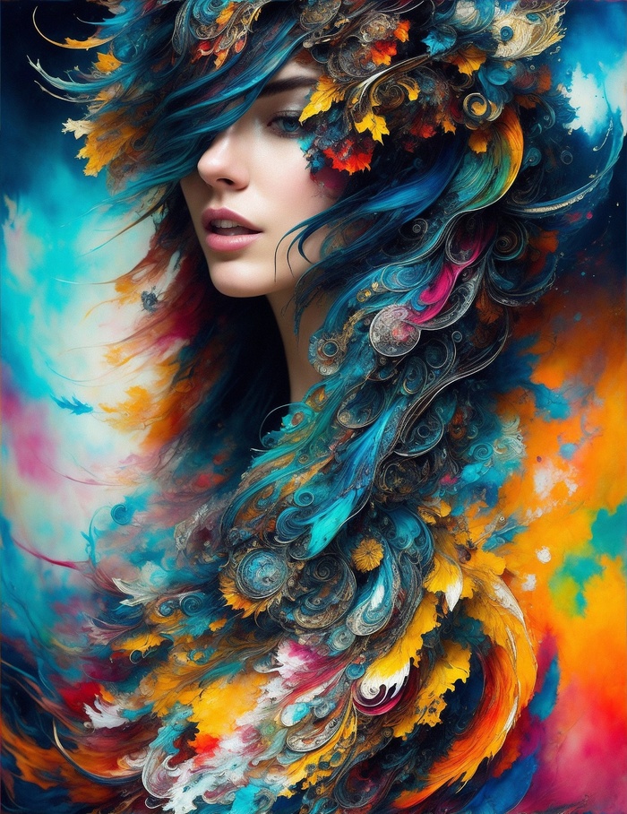 女士 花朵 AI产生