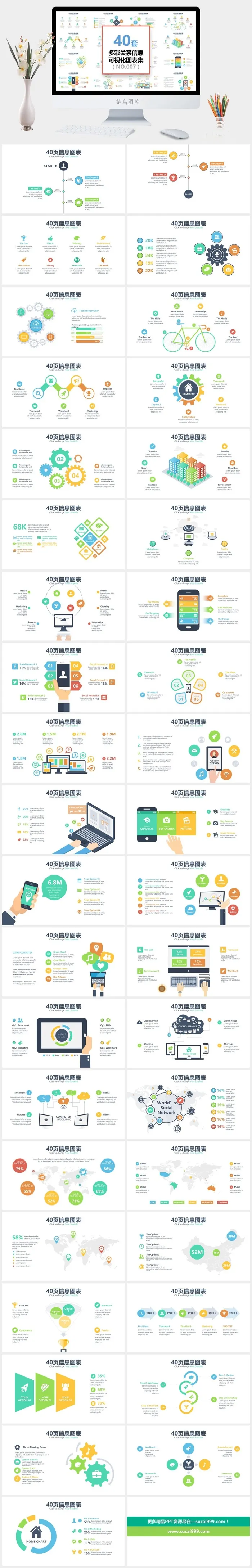 40套多彩通用信息可视化ppt图表