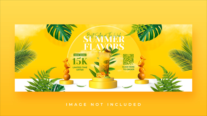 设计夏天果汁饮料横幅
