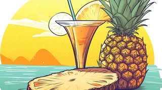 夏日菠萝冰饮料黄色卡通插画素材