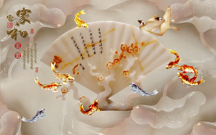 雕塑玉雕背景风景