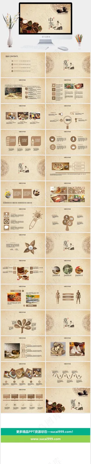 中药中医治病PPT模板ppt模版
