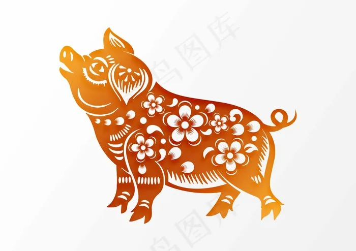 猪剪纸 剪纸风元素