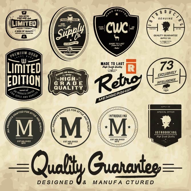 免抠复古风标签矢量