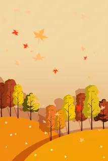 秋天树林风景绘画PSD素材