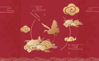 红色房地产高端大气喜庆海报展板PSD模板