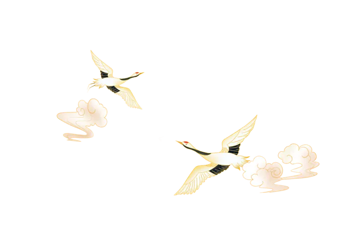 祥云仙鹤古风插画