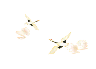 祥云仙鹤古风插画