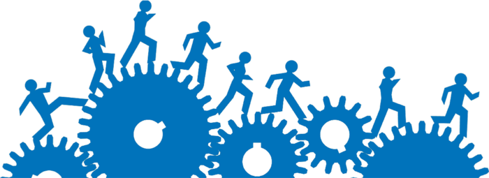 蓝色人物奔跑工程科技kv主视觉素材