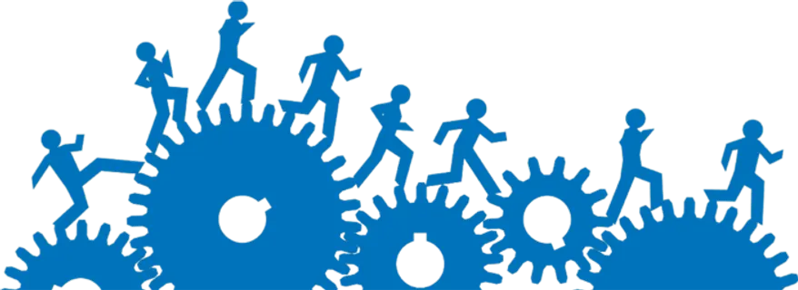 蓝色人物奔跑工程科技kv主视觉素材