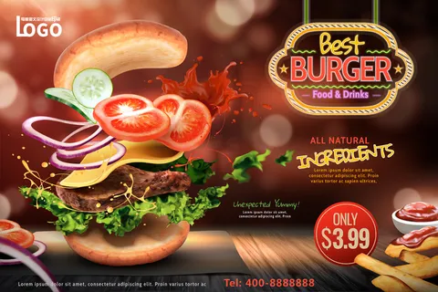 宣传单页汉堡垫餐纸广告