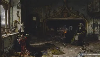 卧室村妇人物油画装饰画