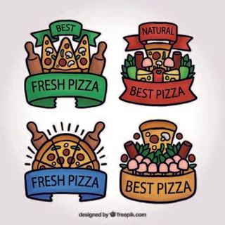 免抠彩绘披萨标签