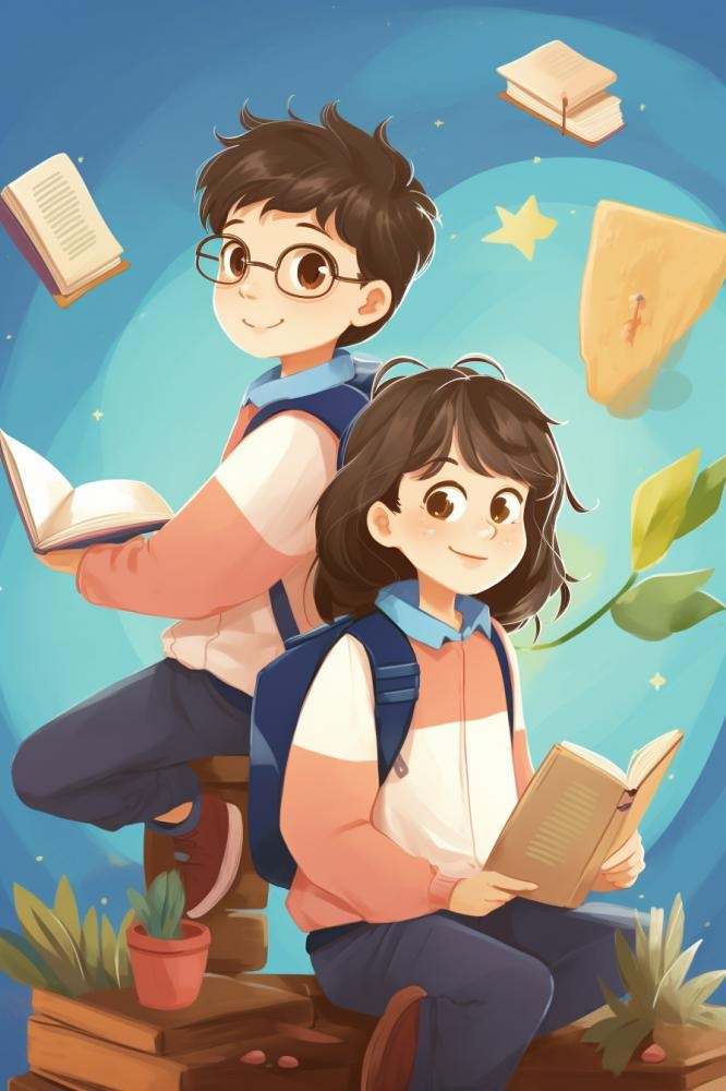 学生插画学习清新插画背景(896x1344)