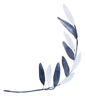 海军蓝金线水彩花卉素材