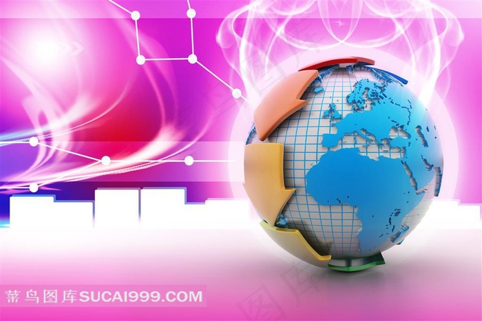 粉色科技背景下的地球