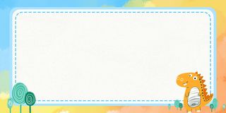 开学季彩色可爱卡通恐龙边框展板背景