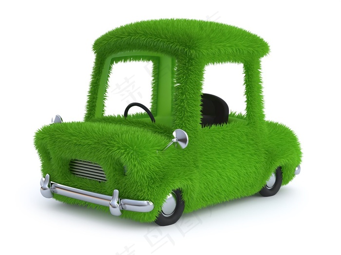 绿色青草小汽车高清图片