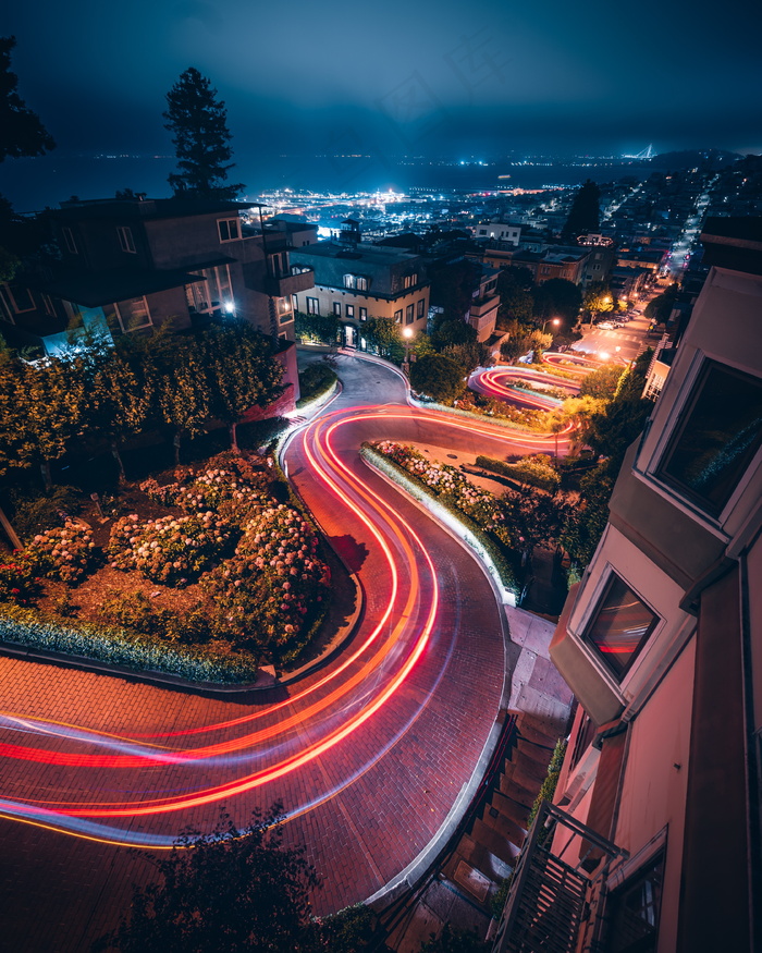 城市流线夜景唯美图片