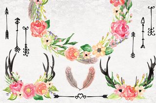 唯美森系手绘水彩花朵 免抠