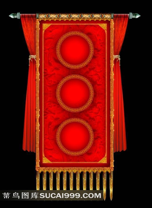 中国古典龙纹大红吊旗