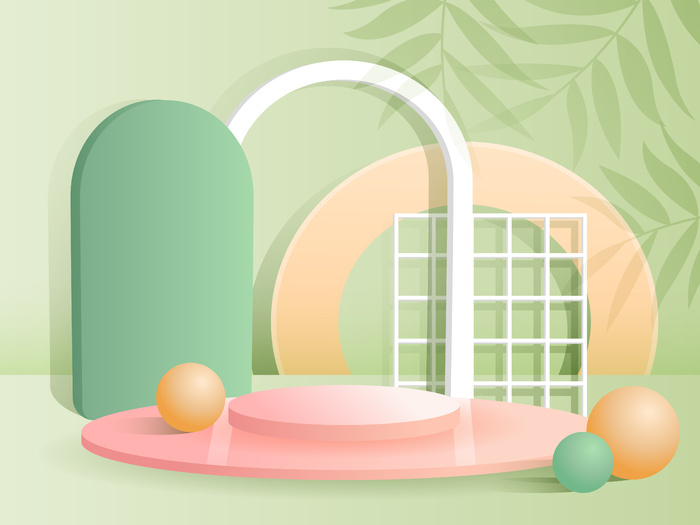 矢量自由粉彩树叶球型背景