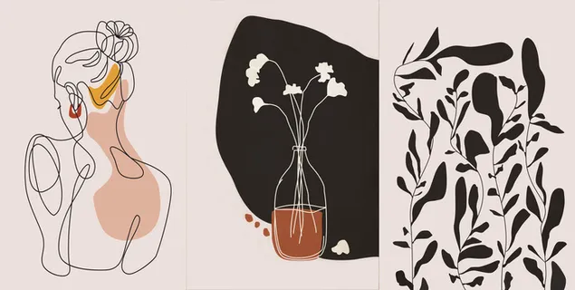 手绘花瓶美女装饰画