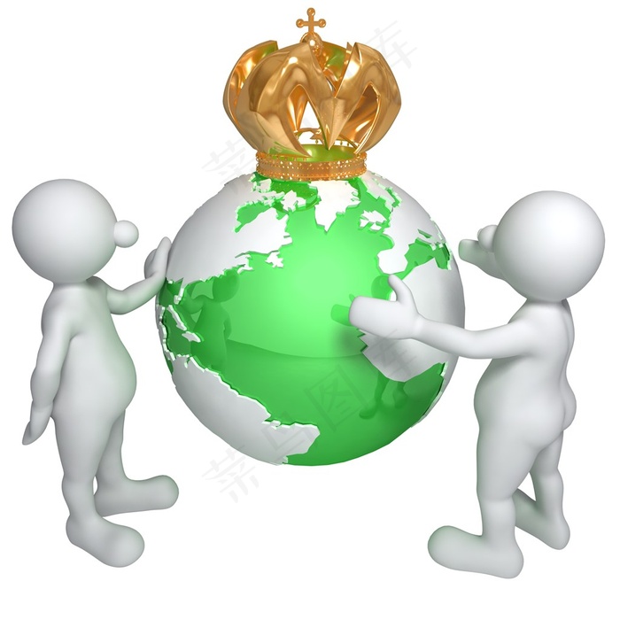 3D白色小人皇冠