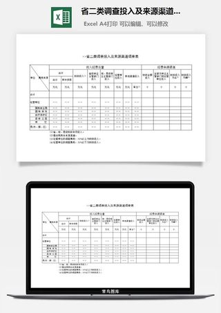 省二类调查投入及来源渠道调查表excel模板