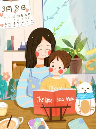 大气妇女节女神女王女生母亲节卡通手绘插图插画海报素材设计模板