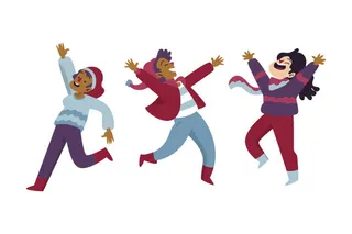 冬天服饰服装冬装穿冬装保暖冬季卡通人物男女装Ai矢量图片素材