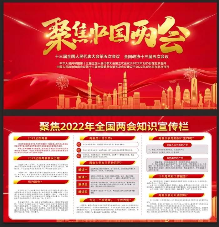 聚焦两会展板 psd模版下载