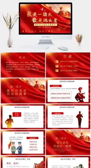 红色大气士兵退伍宣传PPT预览图