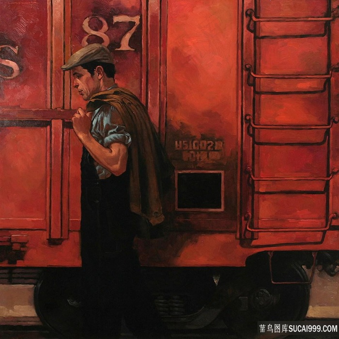 货车男士高清油画