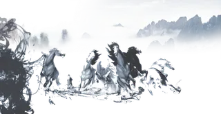 山水画素材中国风水墨画素材元素中国画