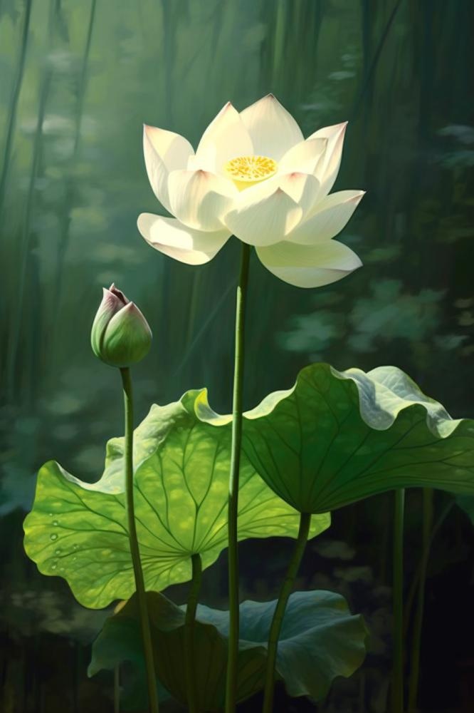 绿色简约荷花摄影背景图(896x1344)
