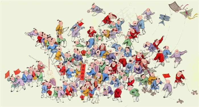百子图中华传统中国风