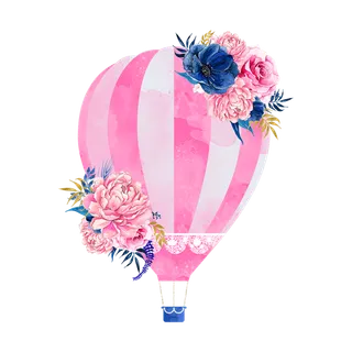 热气球卡通粉色