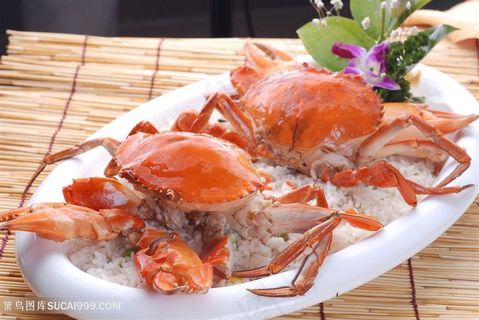 中华美食主食肉蟹八宝饭时价实拍摄影图