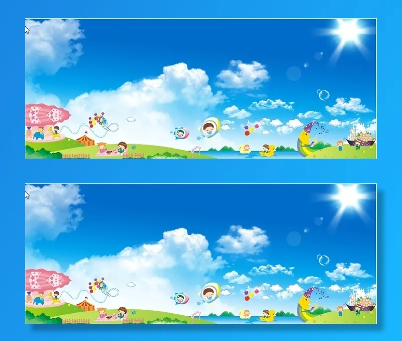 小孩公园蓝天背景墙psd模版下载