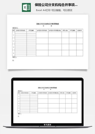 保险公司分支机构合并事项明细表excel模板