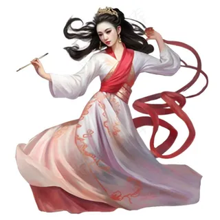 古风古装少女仙气粉色衣裙插画免抠