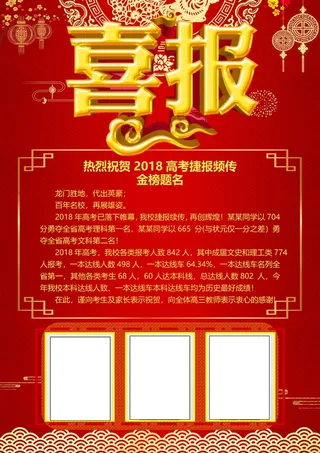 喜报战报海报贺喜金榜题名