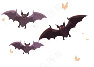 蝙蝠万圣节恐怖插画免抠