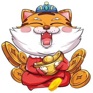 手绘2022虎年新年春节卡通老虎形象IP插画元素PSD设计素材图案