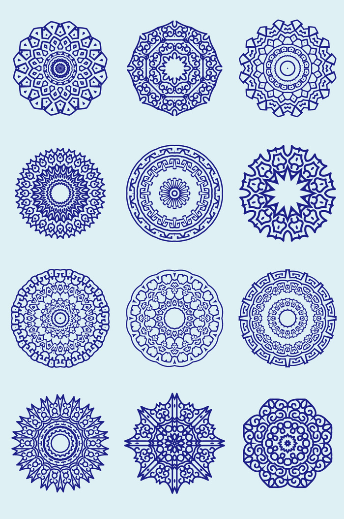 AI矢量圆形花纹