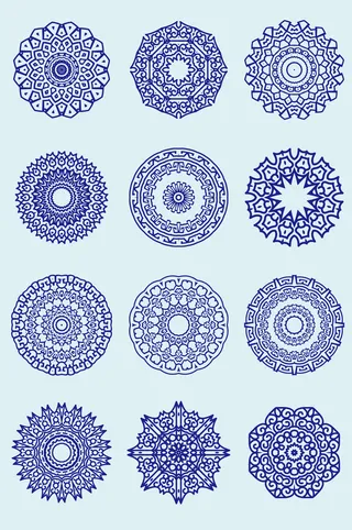 AI矢量圆形花纹