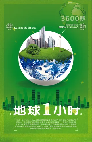 地球一小时海报版面地球素材